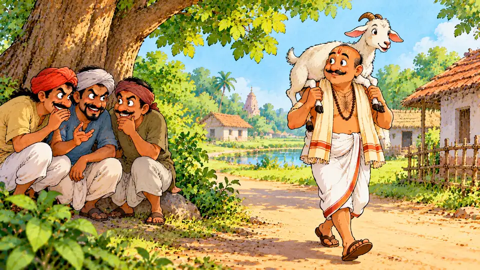 Brahman aur teen thag ki kahani: कंधे पर बकरी उठाए चलता ब्राह्मण और पेड़ के नीचे फुसफुसाते तीन ठग