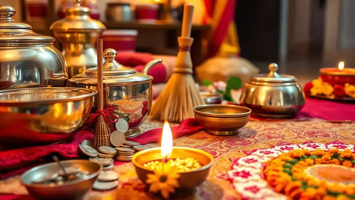 धनतेरस 2026: पूजा विधि, कथा, शुभ मुहूर्त, यम दीपदान और क्या ख़रीदें Dhanteras puja vidhi: नए पीतल के बर्तन, चाँदी के सिक्के, झाड़ू, दीपक और रंगोली