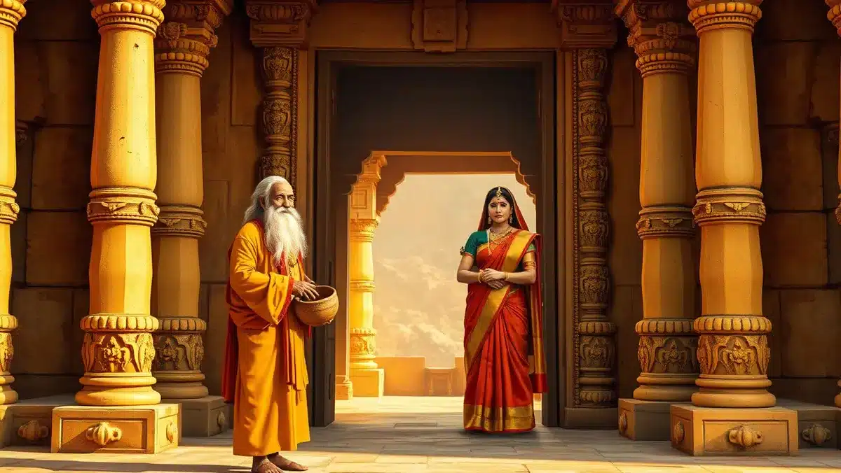 बृहस्पतिवार व्रत कथा (Brihaspativar Vrat Katha): पूरी कथा, पूजा विधि, नियम और उद्यापन Brihaspati dev ki katha: महल के द्वार पर साधु के रूप में बृहस्पति देव और रानी